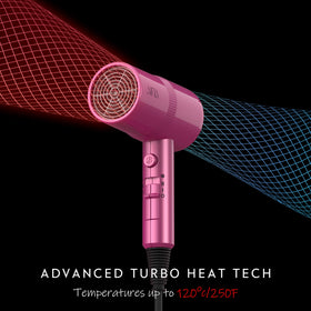 Aina Hair Dryer Neon Pink with volumising finger diffuser