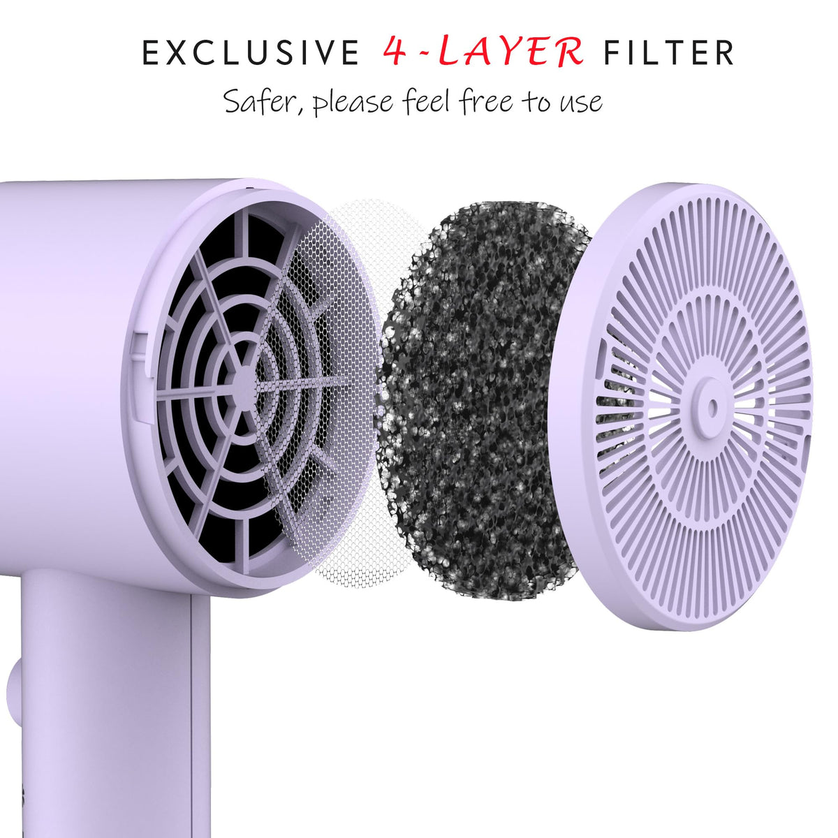 Aina Hair Dryer purple model with concentrator attachment