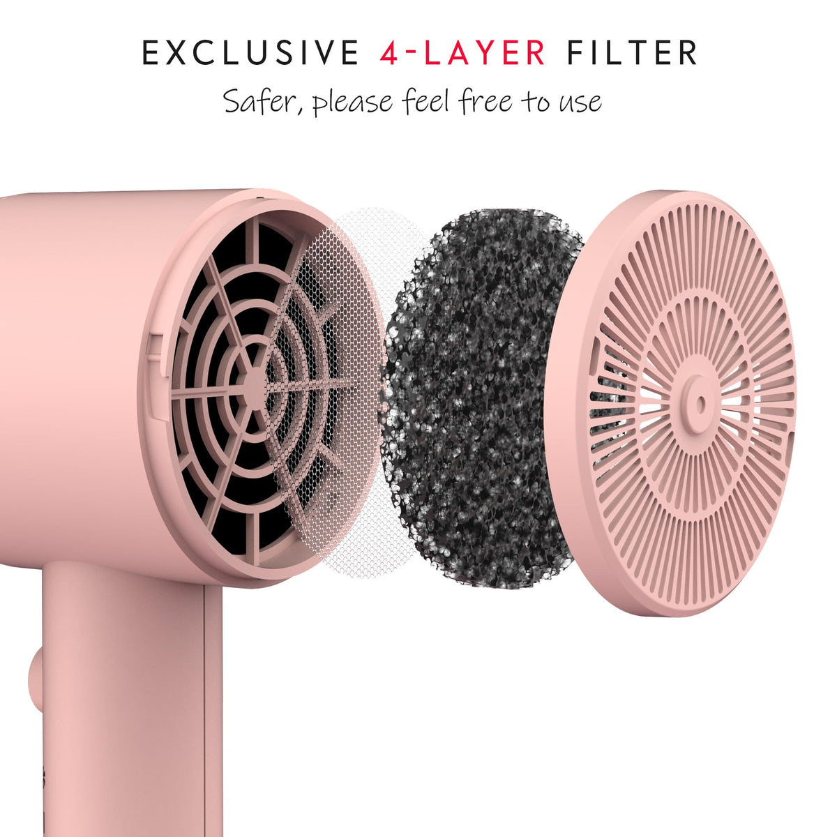 Aina Hair Dryer with concentrator attachment side view