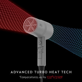 Aina Hair Dryer with diffuser in use on long hair