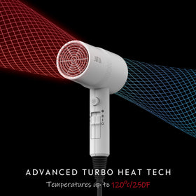 Aina Hair Dryer with diffuser in use on long hair