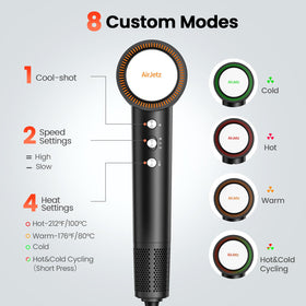 AirJetz Hair Dryer back view with cable and plug
