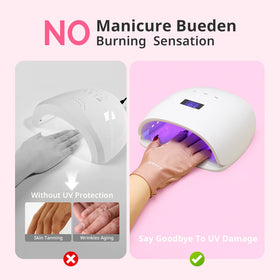 AIRSEE Anti UV Gloves on hands during a manicure