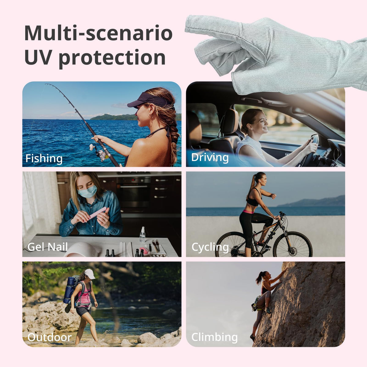 AIRSEE UV Gloves being used outdoors while cycling