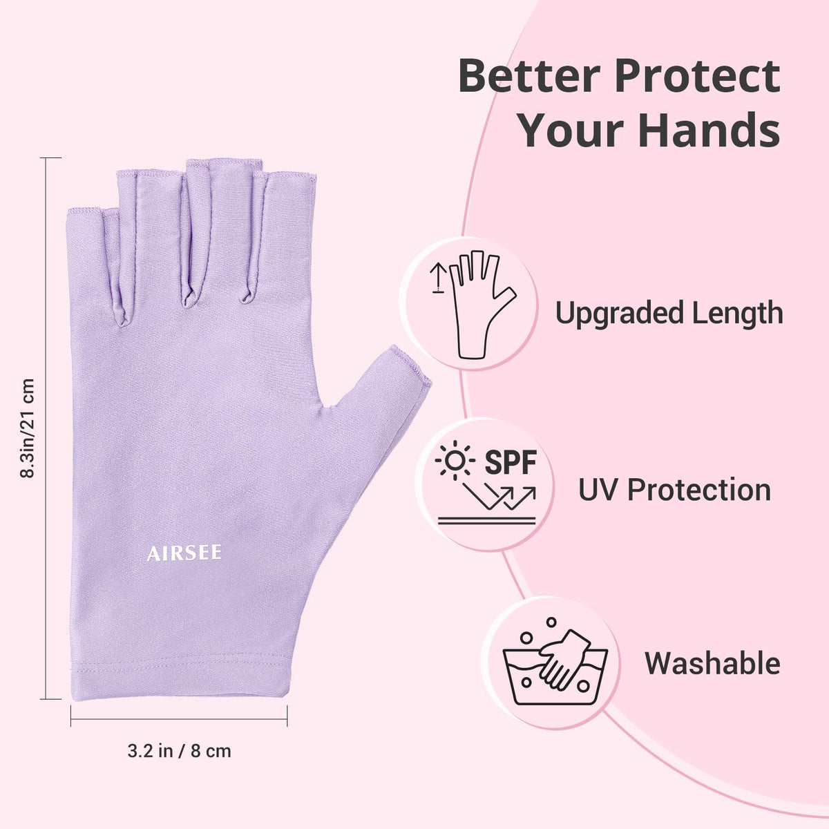 AIRSEE UV gloves folded finger section for fit