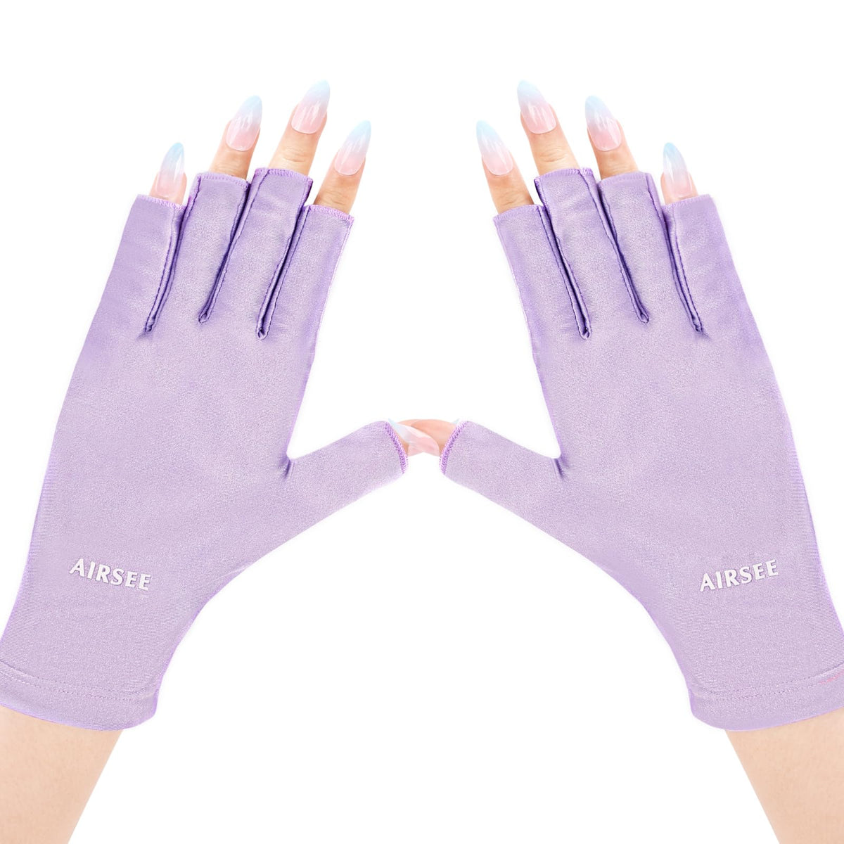 AIRSEE UV gloves front view in purple