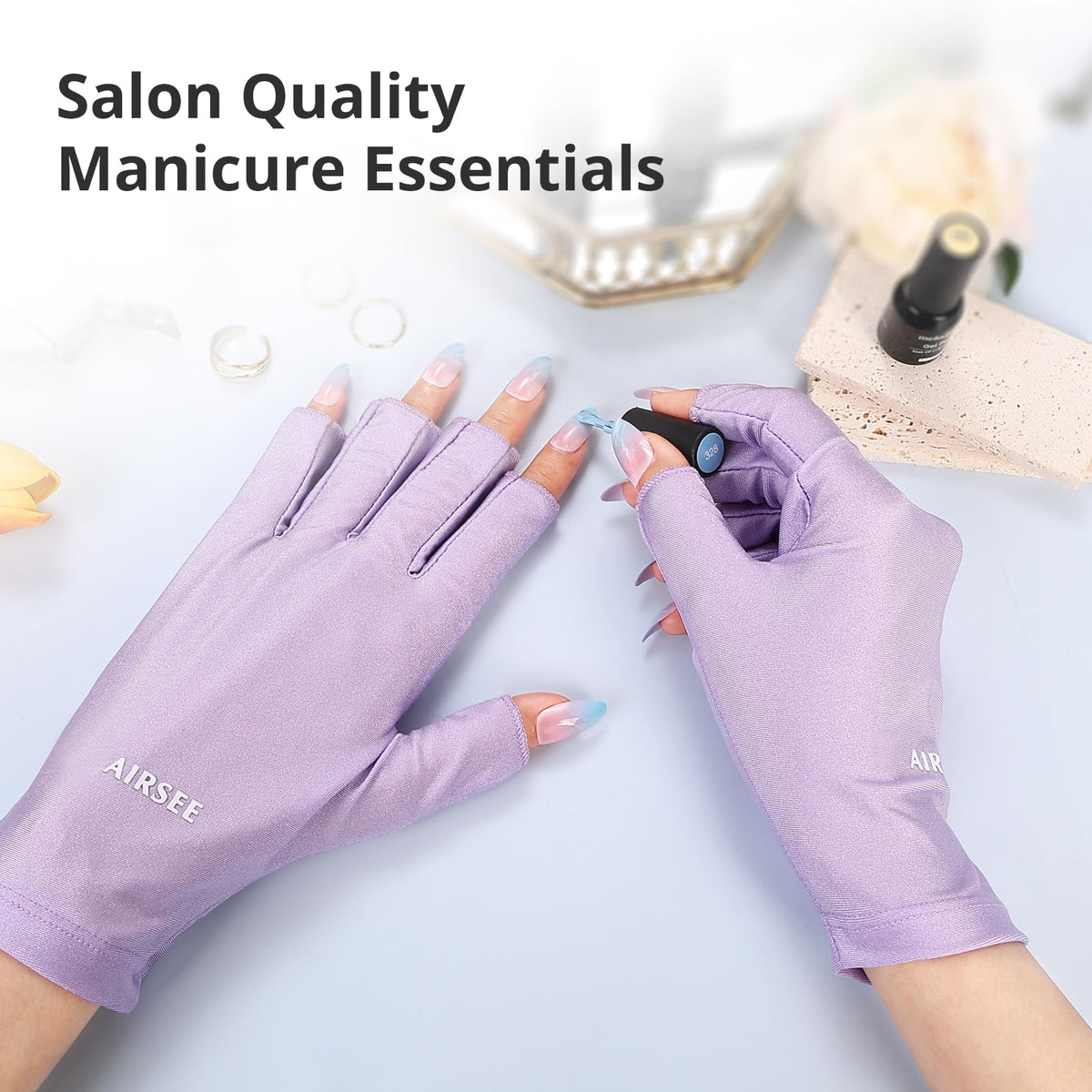 AIRSEE UV gloves in use during a manicure