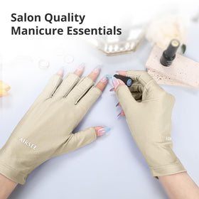 AIRSEE UV gloves worn by a person during a manicure
