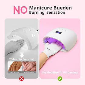 AIRSEE UV Protection Gloves displayed with nail art tools