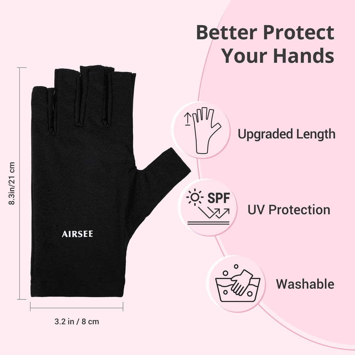 AIRSEE UV Protection Gloves folded finger section for fit