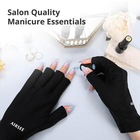 AIRSEE UV Protection Gloves in use during a manicure