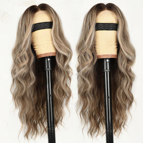 AISI HAIR Ash Blonde Balayage Wig side view showcasing lace hairline