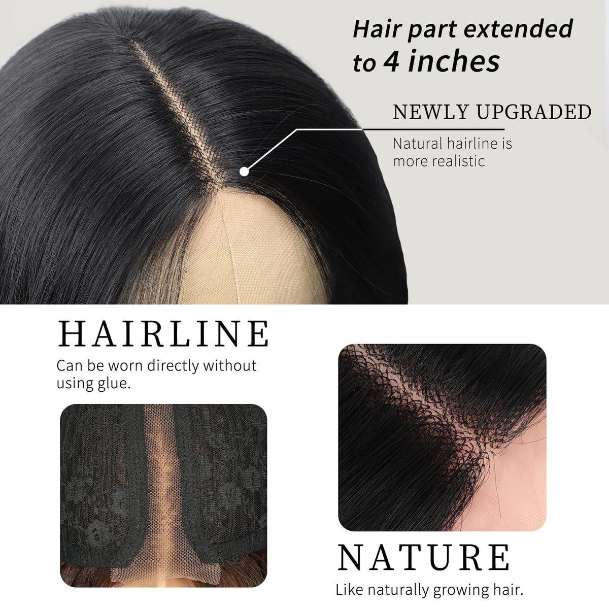 AISI HAIR Brown Highlight Wig 26 Inch on model