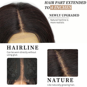 AISI HAIR Brown Highlight Wig close-up of synthetic fibre texture