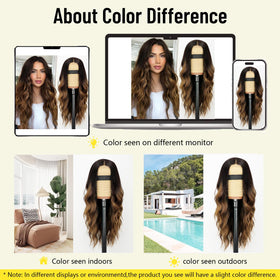 AISI HAIR Brown Highlight Wig laid flat to show cap design