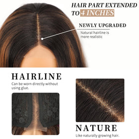 AISI HAIR Brown Highlights Wig back view displaying length