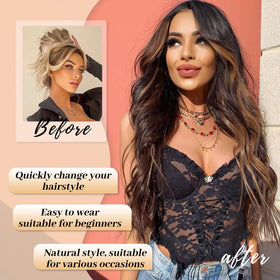 AISI HAIR Brown Highlights Wig close-up of synthetic fibre