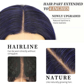 AISI HAIR Dark Blue Wig back view highlighting length