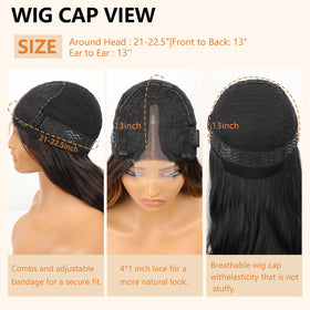 AISI HAIR Dark Blue Wig close-up of texture