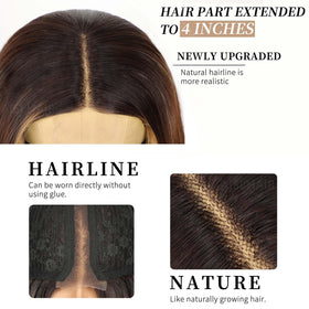AISI HAIR Ombre Brown Wig back view displaying 26-inch length