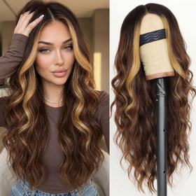 AISI HAIR Ombre Brown Wig front view showcasing long wavy hair