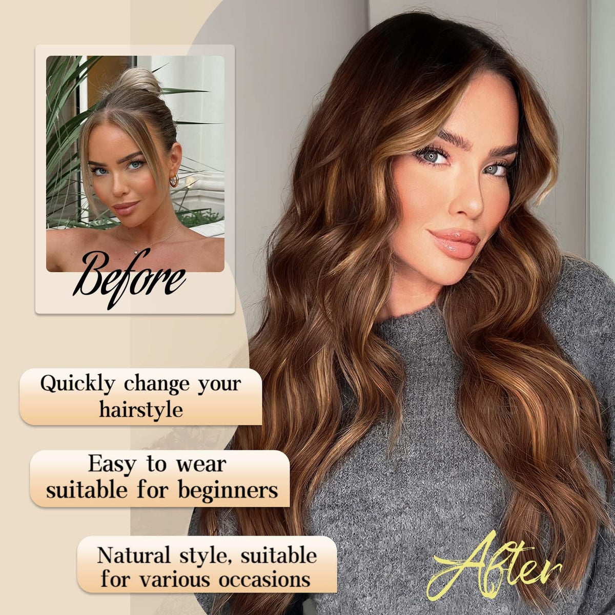AISI HAIR Ombre Brown Wig on mannequin for styling demonstration