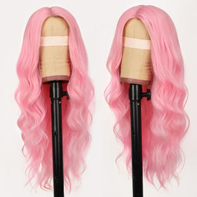 AISI HAIR Pink Wig side view showing lace hairline