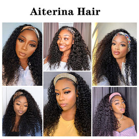 Aiterina Headband Wig Deep Wave 12 Inch close-up of texture