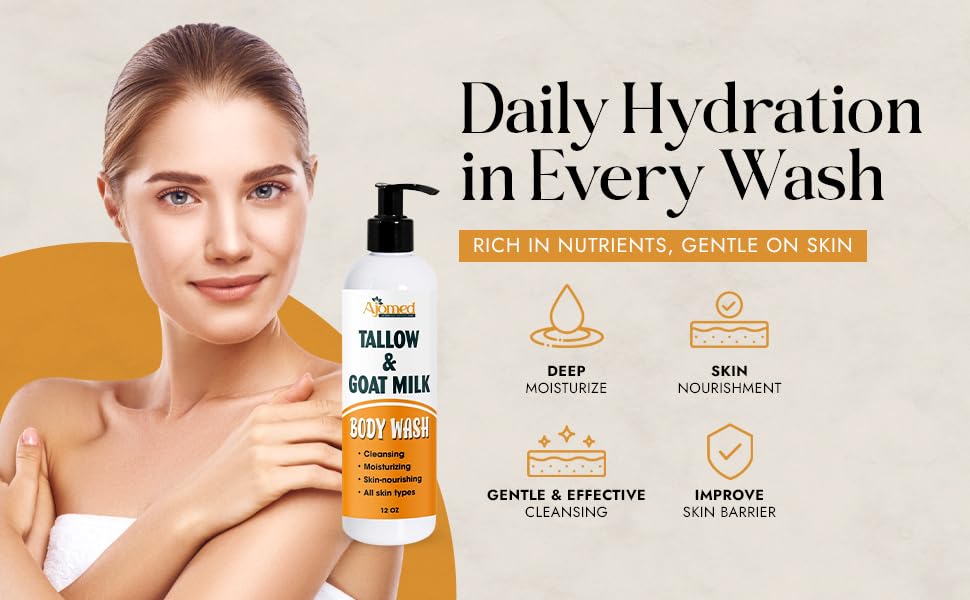 AJOMED COSMETICS Tallow & Goat Milk Body Wash back view