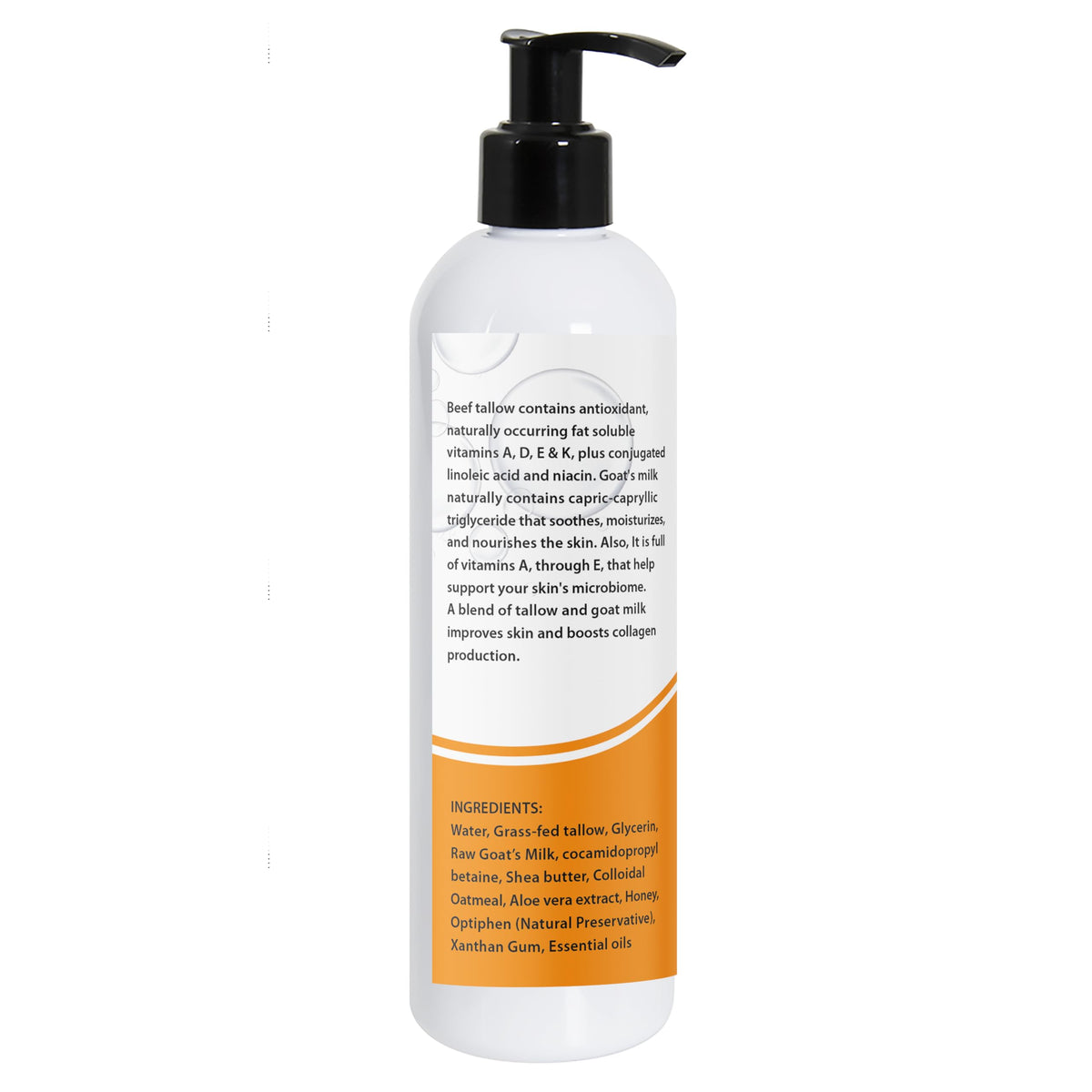 AJOMED COSMETICS Tallow & Goat Milk Body Wash packaging details