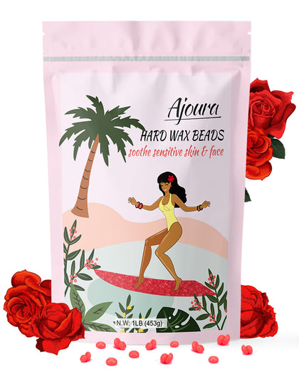 Ajoura 431g hard wax beads in a clear container