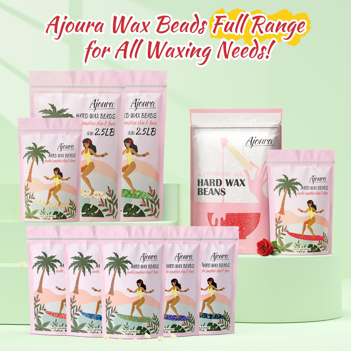 Ajoura Aloe Hard Wax Beads ingredients list on packaging