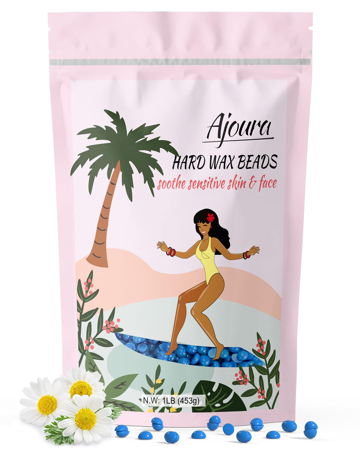 Ajoura Hard Wax Beads 1 lb blue packaging front view