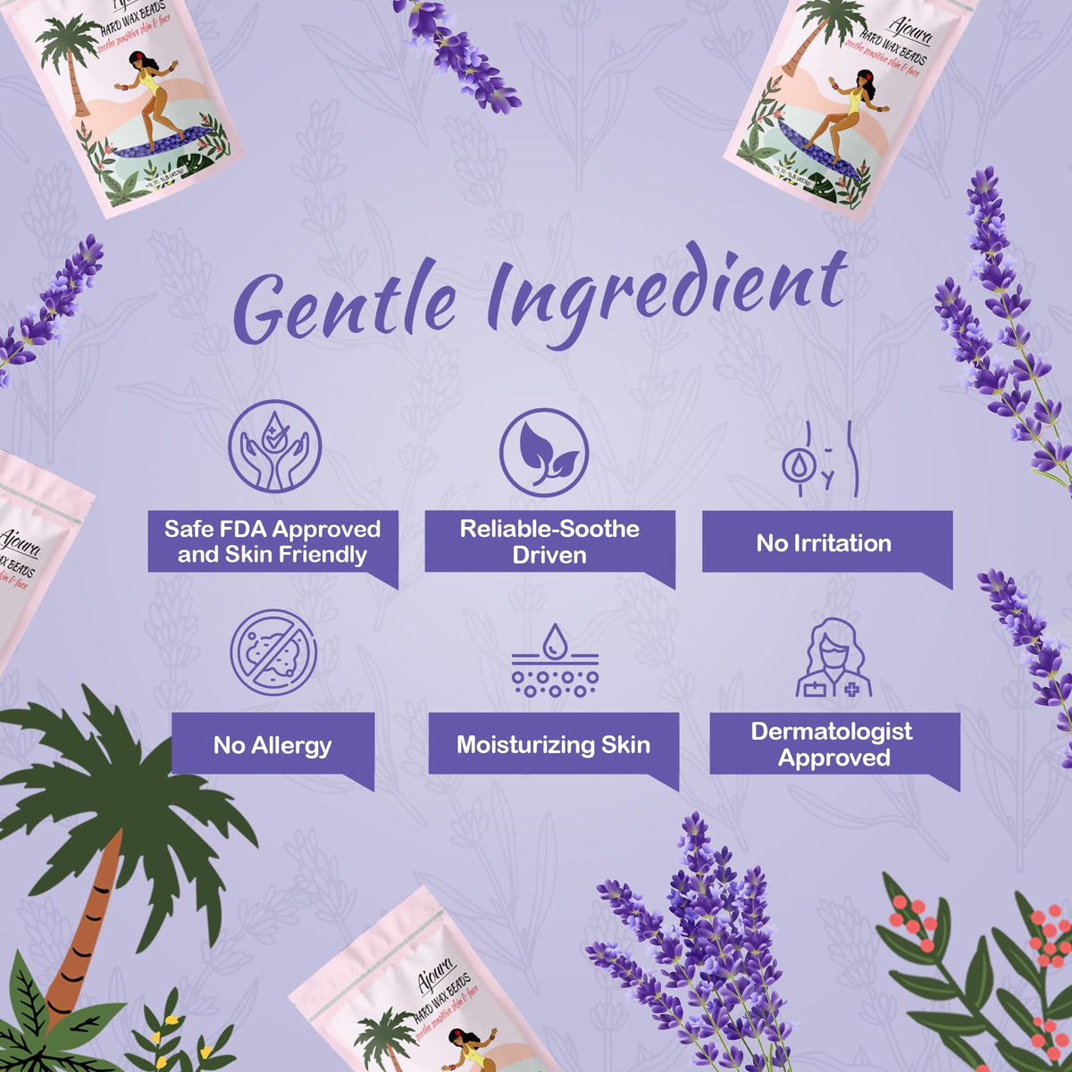 Ajoura Hard Wax Beads 440g Lavender in a spa setting