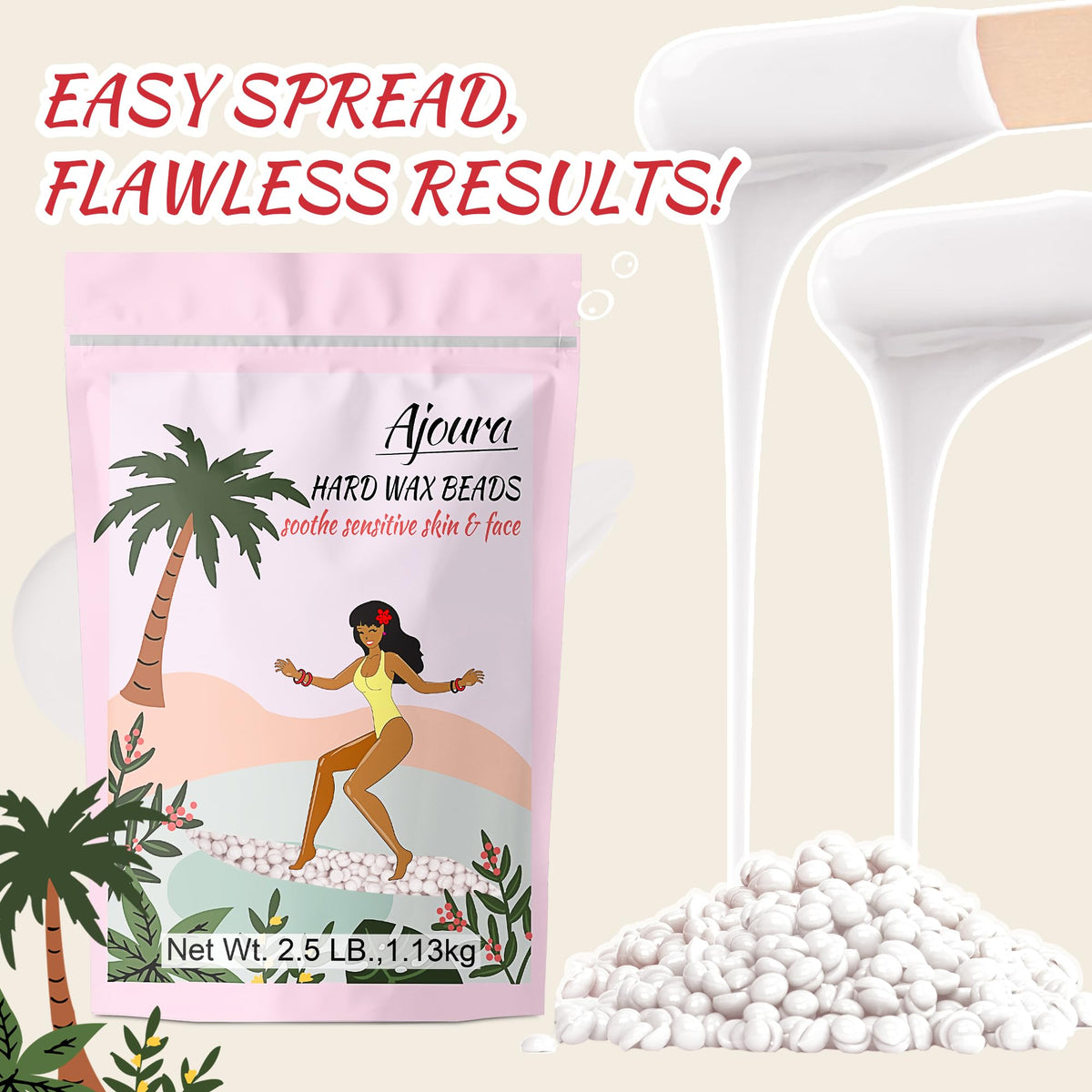 Ajoura hard wax beads with a spatula for application