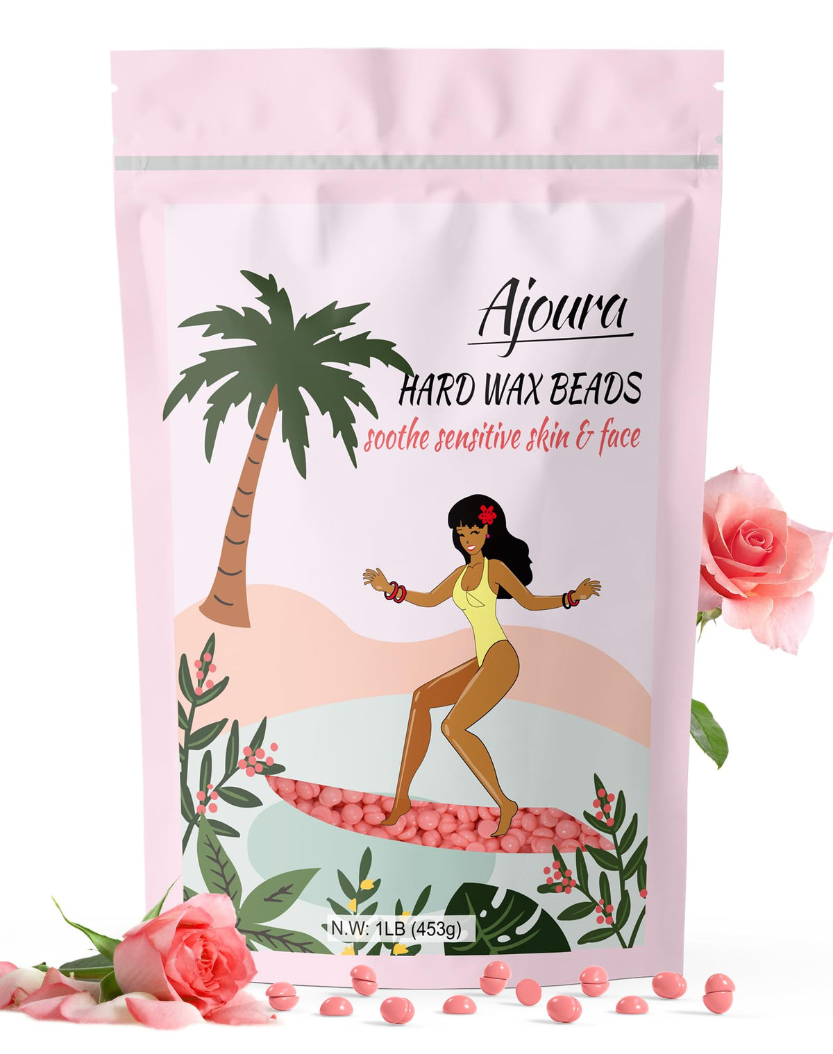 Ajoura Wax Beads 440g pink rose hard wax front view