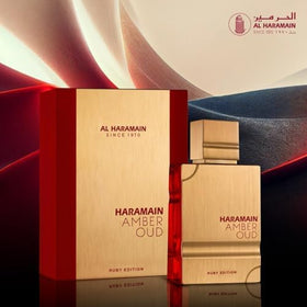 Al Haramain Amber Oud Ruby Edition bottle close-up