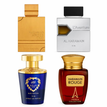 Al Haramain Fragrance Discovery Set front view with four 10ml bottles