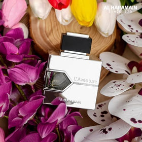 Al Haramain L'aventure Eau De Parfum Spray in a lifestyle setting