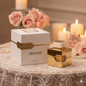 Al Haramain L'aventure Eau De Parfum Spray on a vanity table