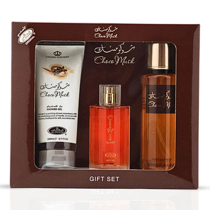 Al-Rehab Choco Musk 3-Piece Gift Set packaging front view