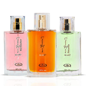 Al-Rehab Choco Musk Perfume Bundle front view with three bottles