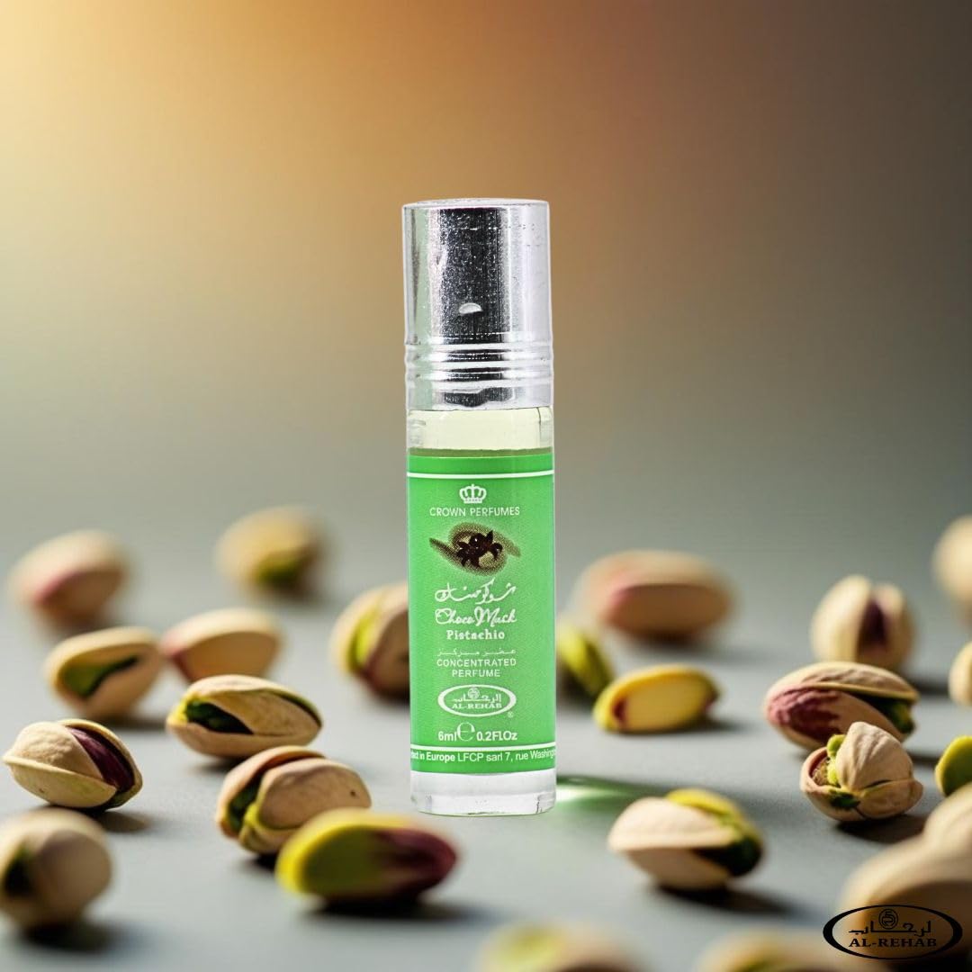 Al-Rehab Choco Musk Pistachio 6ml bottle with nutty pistachio scent