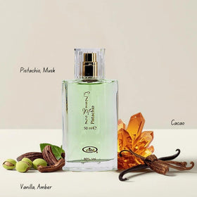Al-Rehab Choco Musk Pistachio Body Mist 250ml spray bottle