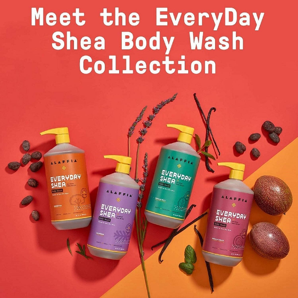 Alaffia Everyday Shea Body Wash in a bathroom setting