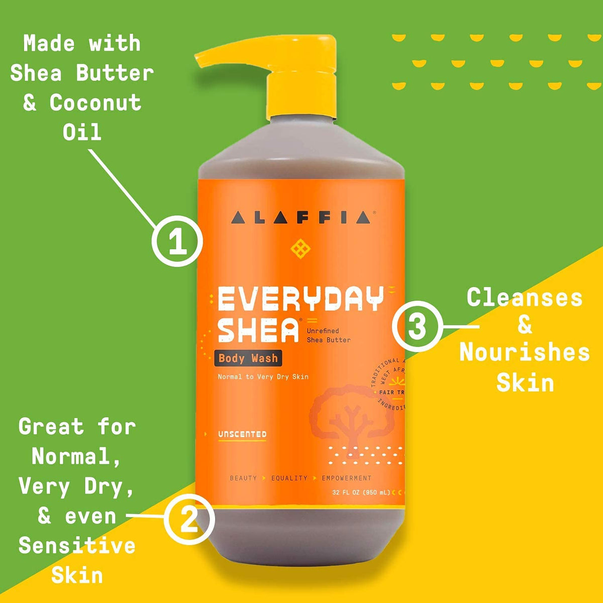 Alaffia Everyday Shea Unscented Body Wash packaging