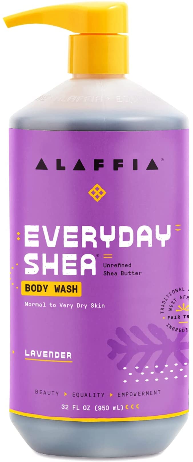 Alaffia Lavender Body Wash 32 Oz with natural ingredients