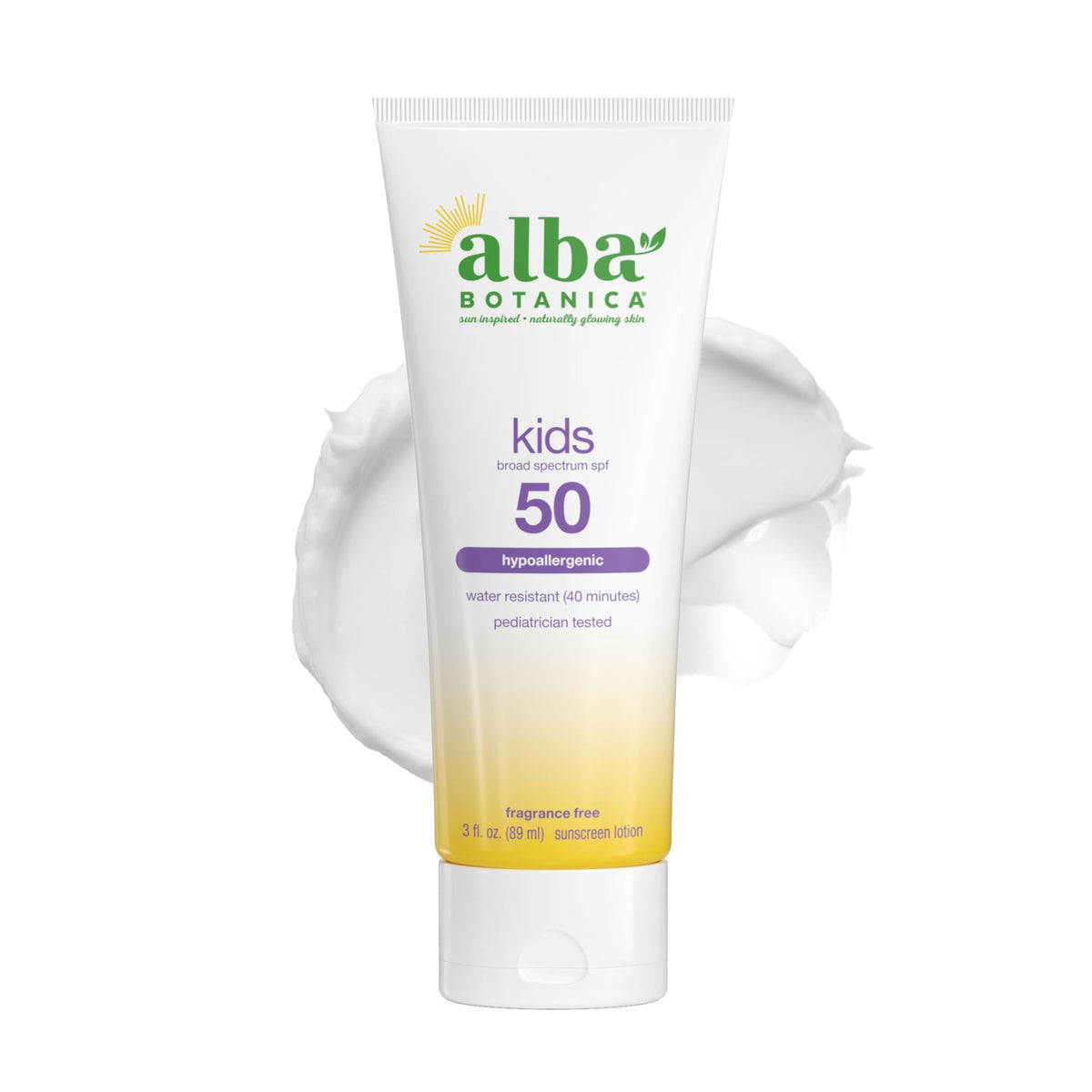 Alba Botanica Kids Sunscreen Lotion SPF 50 tube front view