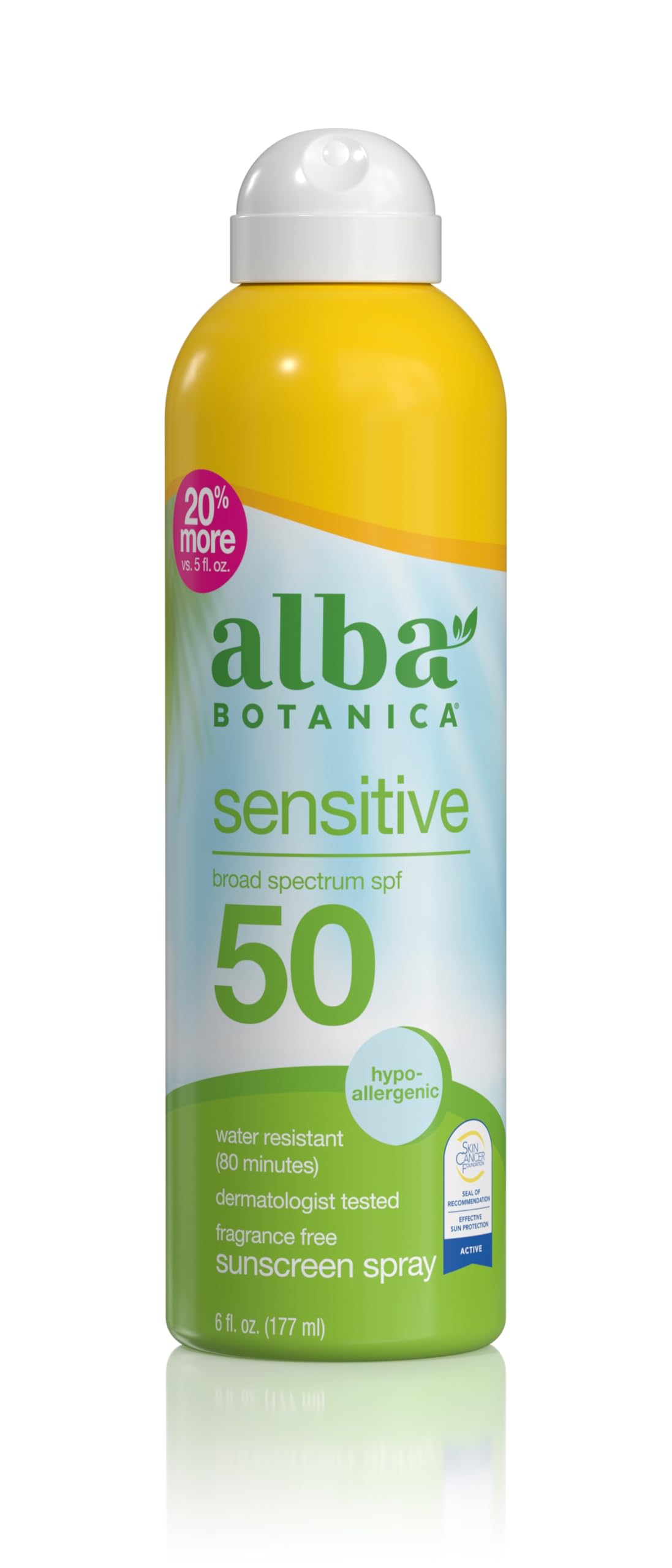 Alba Botanica Sensitive SPF 50 Sunscreen Spray 5 fl oz front view