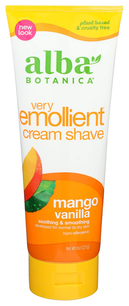 Alba Botanica Very Emollient Cream Shave Mango Vanilla 8 Oz front view
